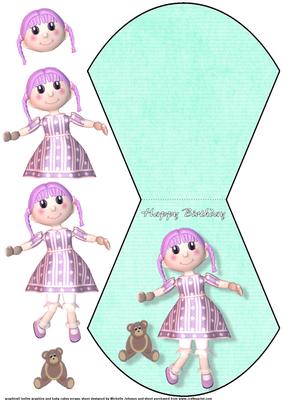 Rag Doll with Teddy Bear Wobble Card