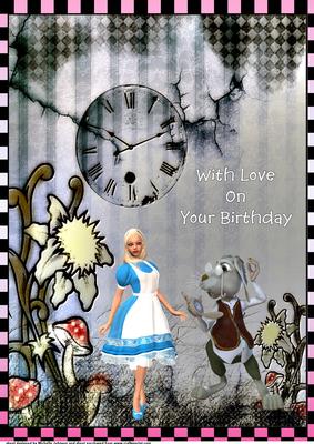 A4 Alice and White Rabbit Card