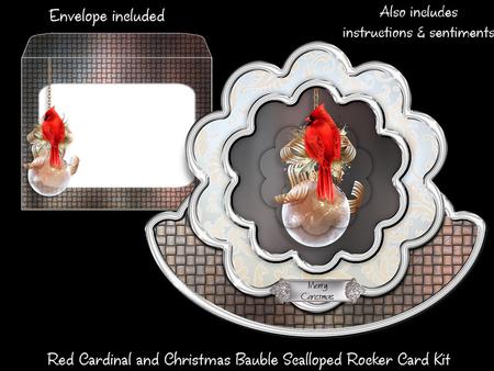 Red Cardinal and Christmas Bauble Scalloped Rocker Card Kit