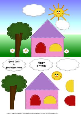 New Home and Childrens Birthday Card Front with Decoupage 2