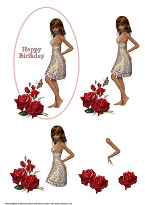 Girl and Roses Topper with Decoupage