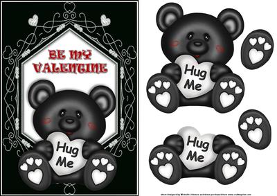 Hug Me Bear Black Card Front