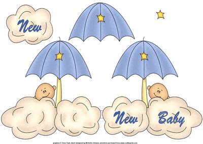 New Baby Boy in the Clouds Shaped Card