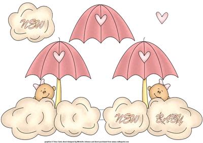 New Baby Girl in the Clouds Shaped Card