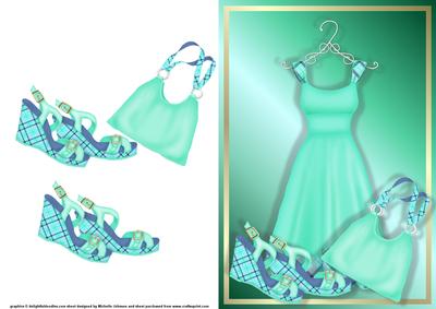 Green Outfit Card Front with Decoupage