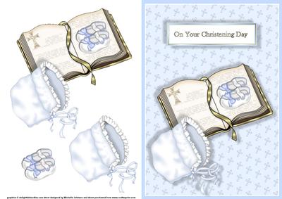 Boys Christening Card Front with Decoupage