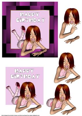 Birthday Girl Topper with Decoupage