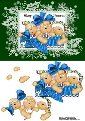 A Trio of Gingerbread Men Christmas Card Front