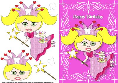 Tooth Fairy Card Front with Decoupage
