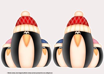 A Trio of Penguins Shaped Card