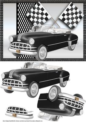 Black Vintage Car Card Front
