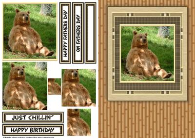 Just Chillin' Brown Bear Card Front with Pyramage
