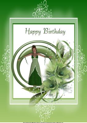 A4 Green Flower Fairy Birthday Card