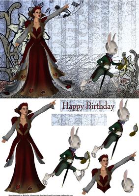Queen of Hearts and White Rabbit Card Front