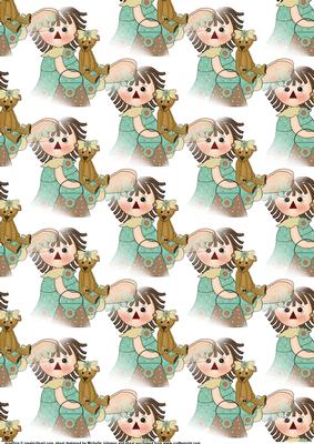 Raggedy Annie with Teddy and Bag Background