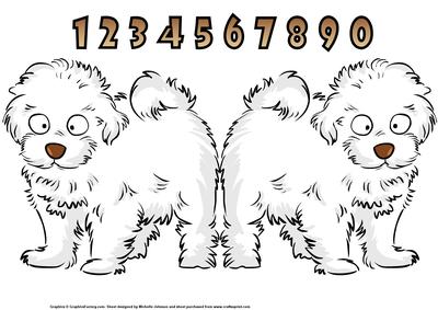 Cute White Dog Shaped Card with Ages