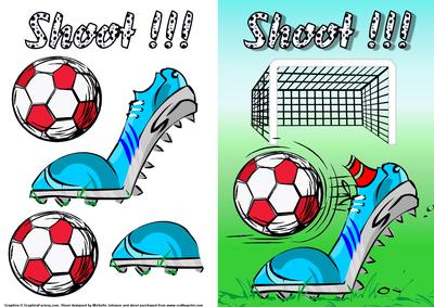 Shoot Football Card Front with Decoupage