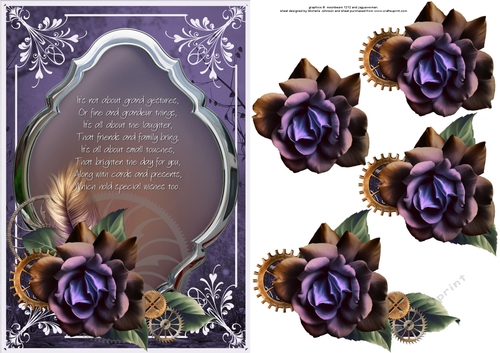 steampunk purple rose card front