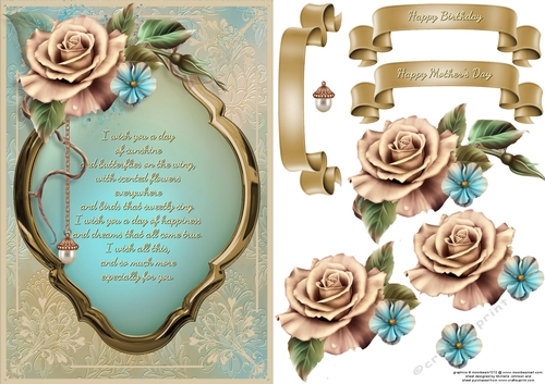 champagne rose card front