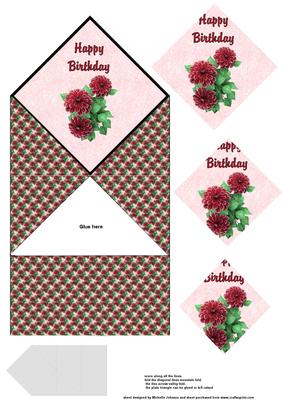 Red Flowers Diamond Spring Card with Pyramage