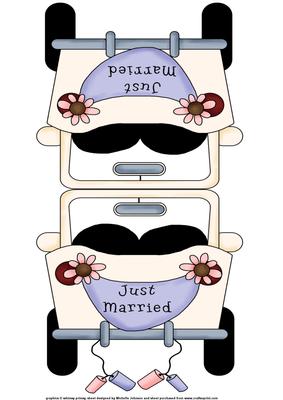 Just Married Wedding Car Shaped Card