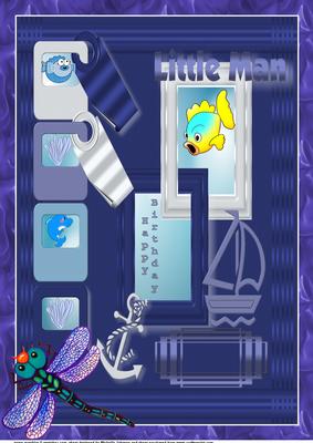 A4 Little Man Underwater Theme Birthday Card