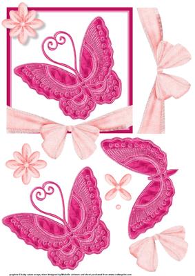 Pink Butterfly and Bow Step by Step Topper