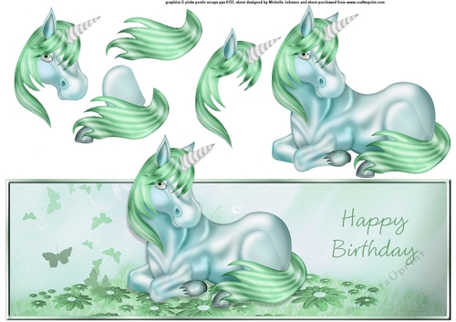 green haired unicorn over the top large card
