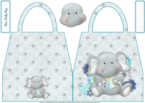 Elephant New Baby Boy Handbag Shaped Card