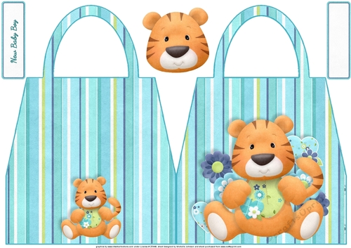 Tiger New Baby Boy Handbag Shaped Card