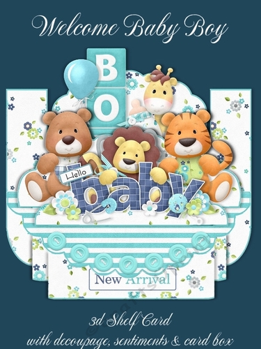 Welcome Baby Boy 3D Shelf Card Kit with Card Box