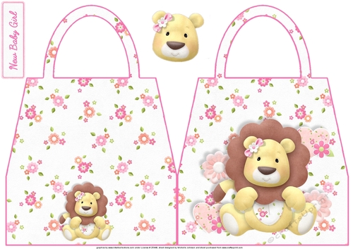 Lion New Baby Girl Handbag Shaped Card