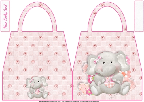 Elephant New Baby Girl Handbag Shaped Card