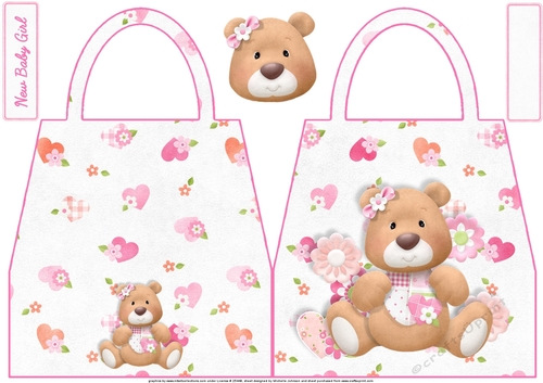 Bear New Baby Girl Handbag Shaped Card
