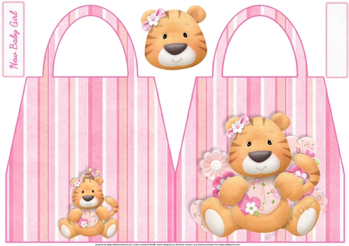 Tiger New Baby Girl Handbag Shaped Card