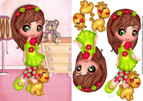 Cute Girl And Giraffe Card Front