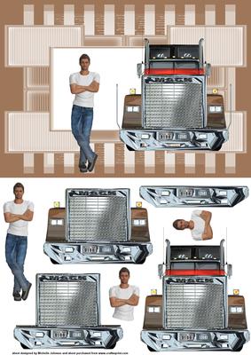 Truck 1 Quick Card Front with Decoupage