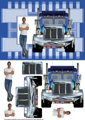 Big Truck 2 Quick Card Front with Decoupage