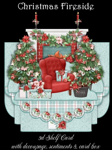 Christmas Fireside 3D Shelf Card Kit with Card Box