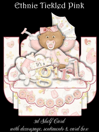 Ethnic Tickled Pink Girl Shelf Card Kit With Card Box