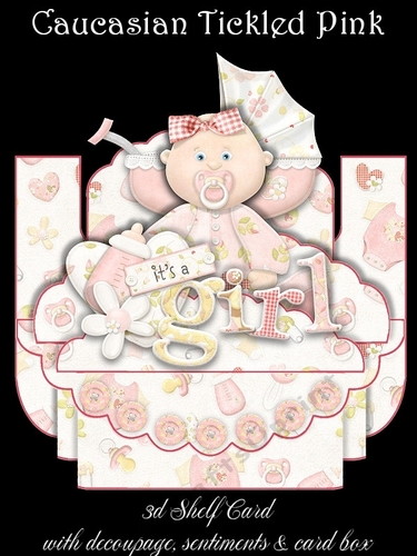 Caucasian Tickled Pink Girl Shelf Card Kit With Card Box