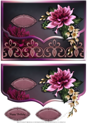 Pretty Dahlias Fancy Scalloped Edge Envelope Card