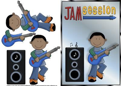Jam Session Guitar Boy 1 Quick Card Front with Decoupage