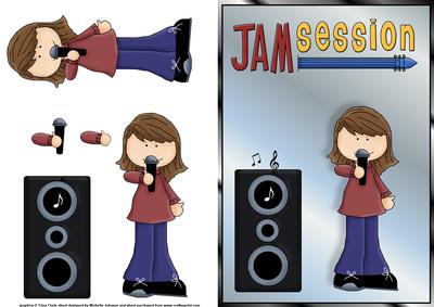 Jam Session Girl Singer Quick Card Front with Decoupage
