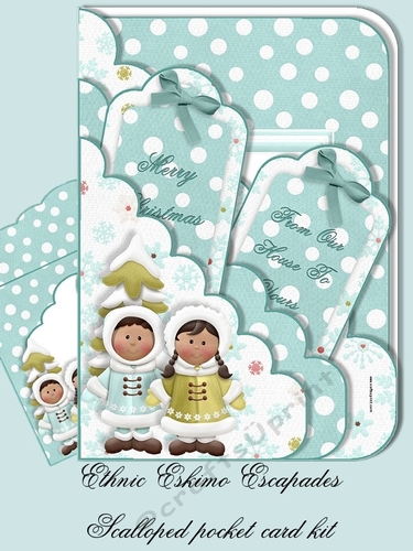 Ethnic Eskimo Escapades Scallop Pocket Card Kit with Envelope