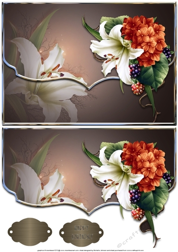 Lilies and Berries Fancy Scalloped Edge Envelope Card