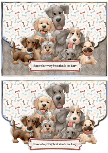 Doggie Best Friends Fancy Scalloped Edge Envelope Card