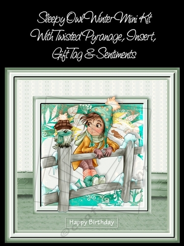 Sleepy Owl 8x8 Card Front & Twisted Pyramage Mini Kit