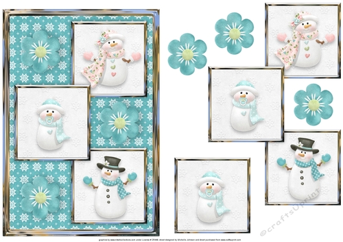 Snow Family Boy Three Square Quick Card