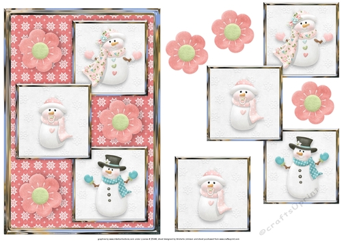 Snow Family Girl Three Square Quick Card